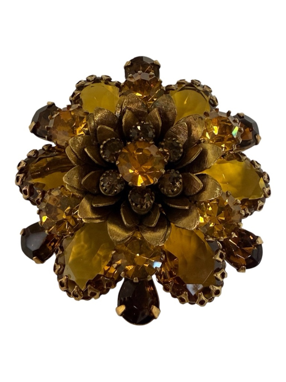 Vintage Amber Colored Brooch Unsigned GORGEOUS!